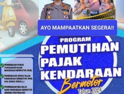 Satlantas Polres Bengkulu Utara Dukung Pemutihan Pajak Kendaraan hingga 30 November 2024